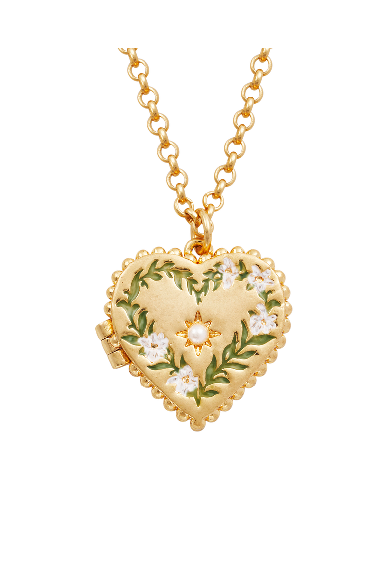 Jasmine Heart Locket Necklace, Alternate, color, Gold