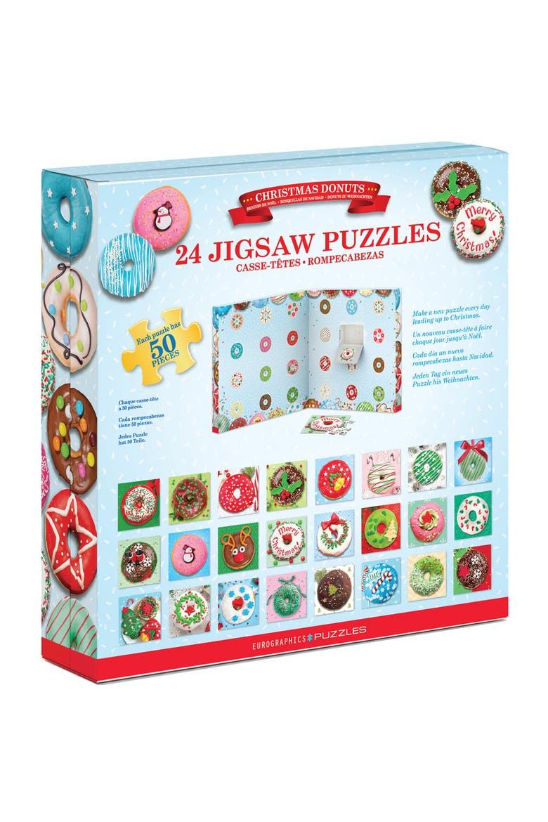 Puzzle Advent Calendar Christmas Donuts, Alternate, color, Multicolored