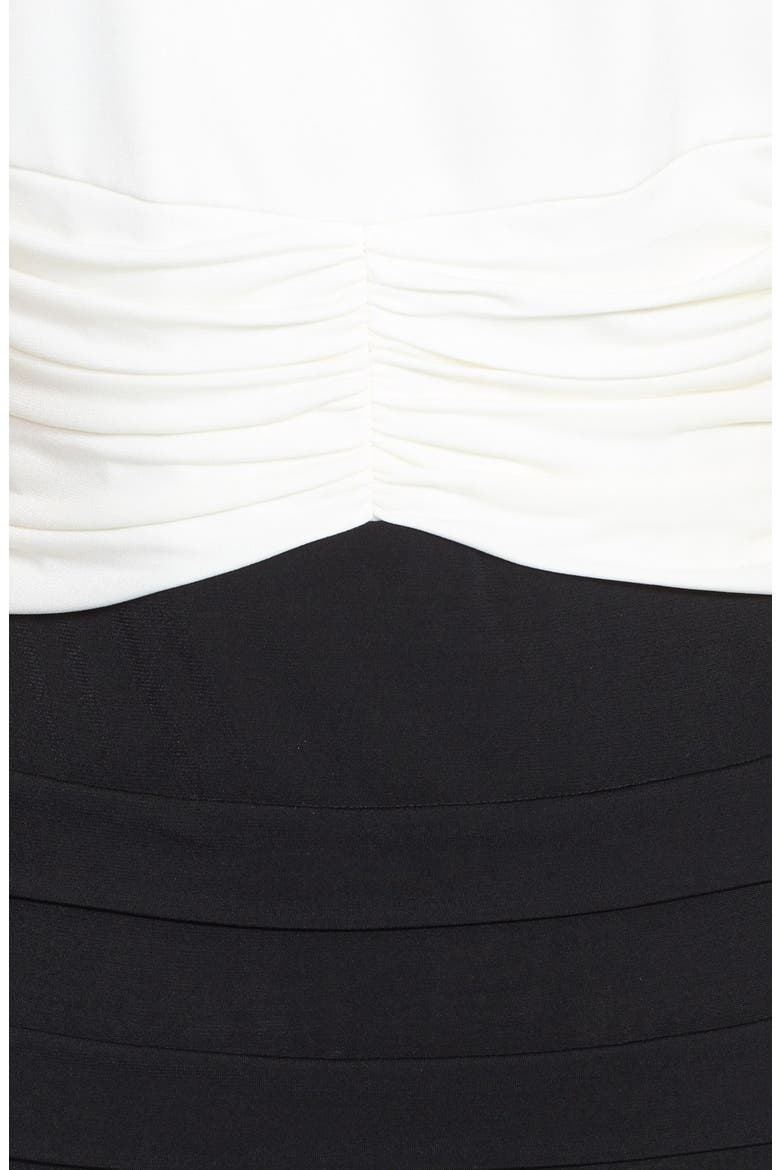 Two-Tone Ruched Jersey Dress, Alternate, color, BLACK/ IVORY