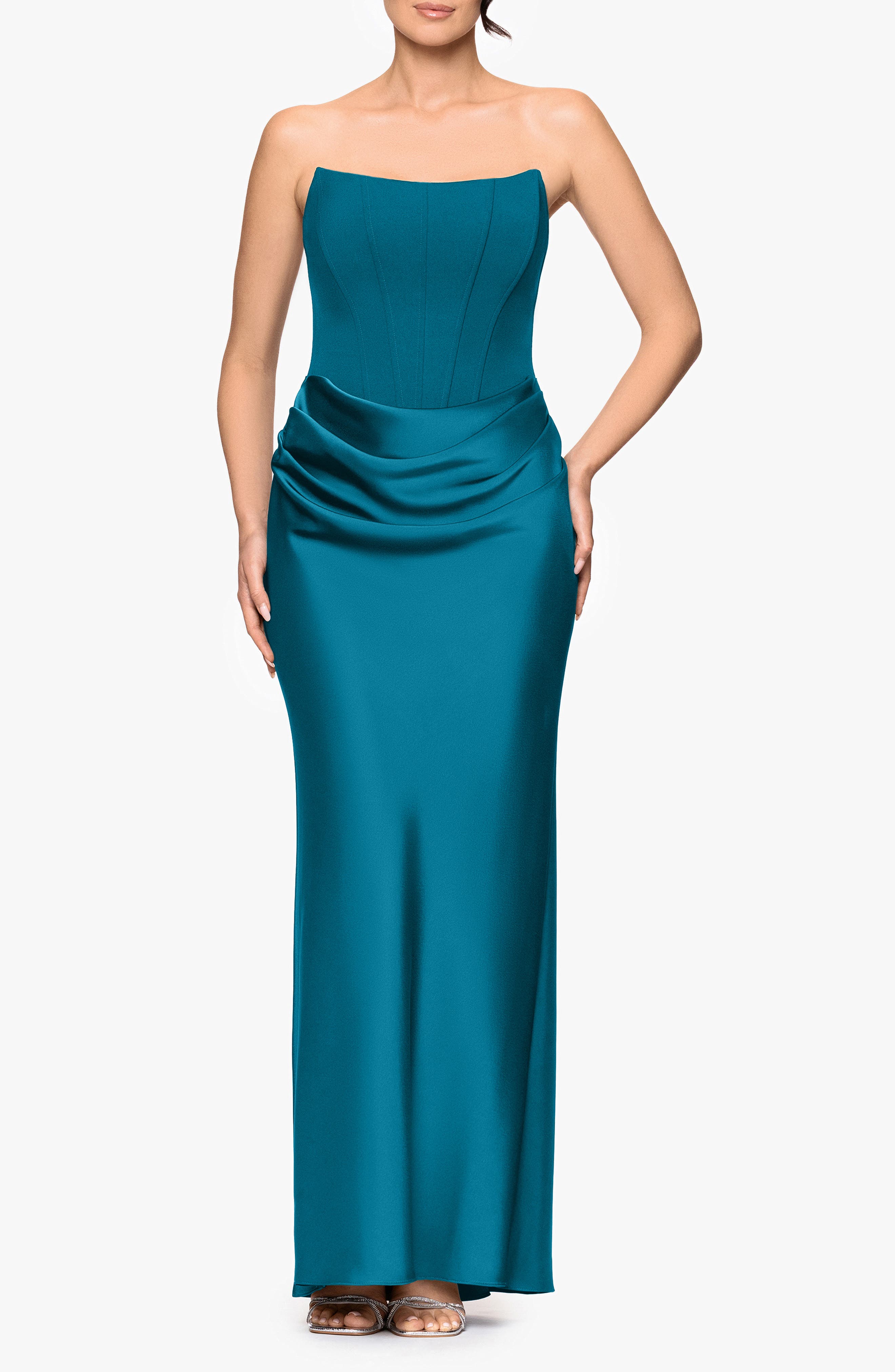 Strapless Mixed Media Gown - image 4
