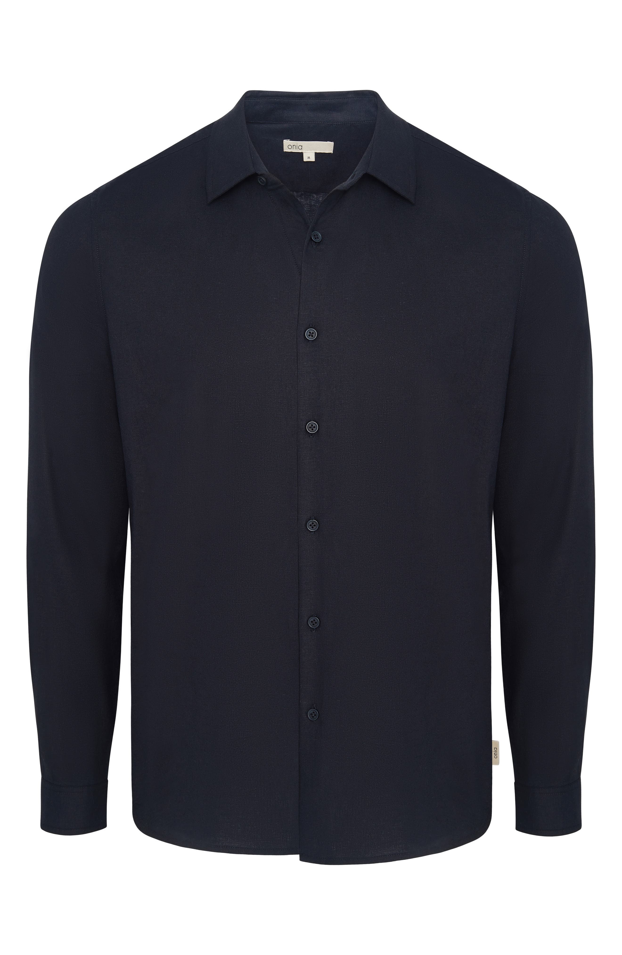 Onia Long Sleeve Linen Blend Button-Up Shirt