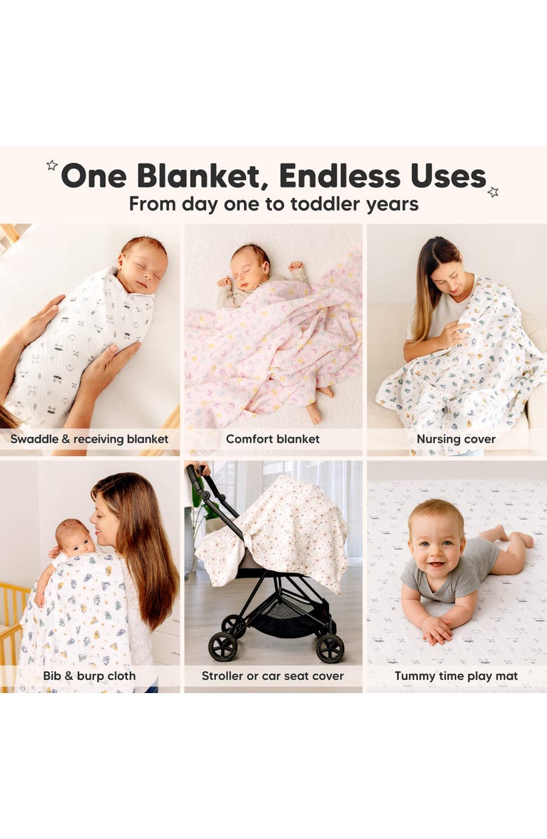 KeaBabies 3-Pack Lyra Muslin Swaddle Blankets, Alternate, color, Nordic