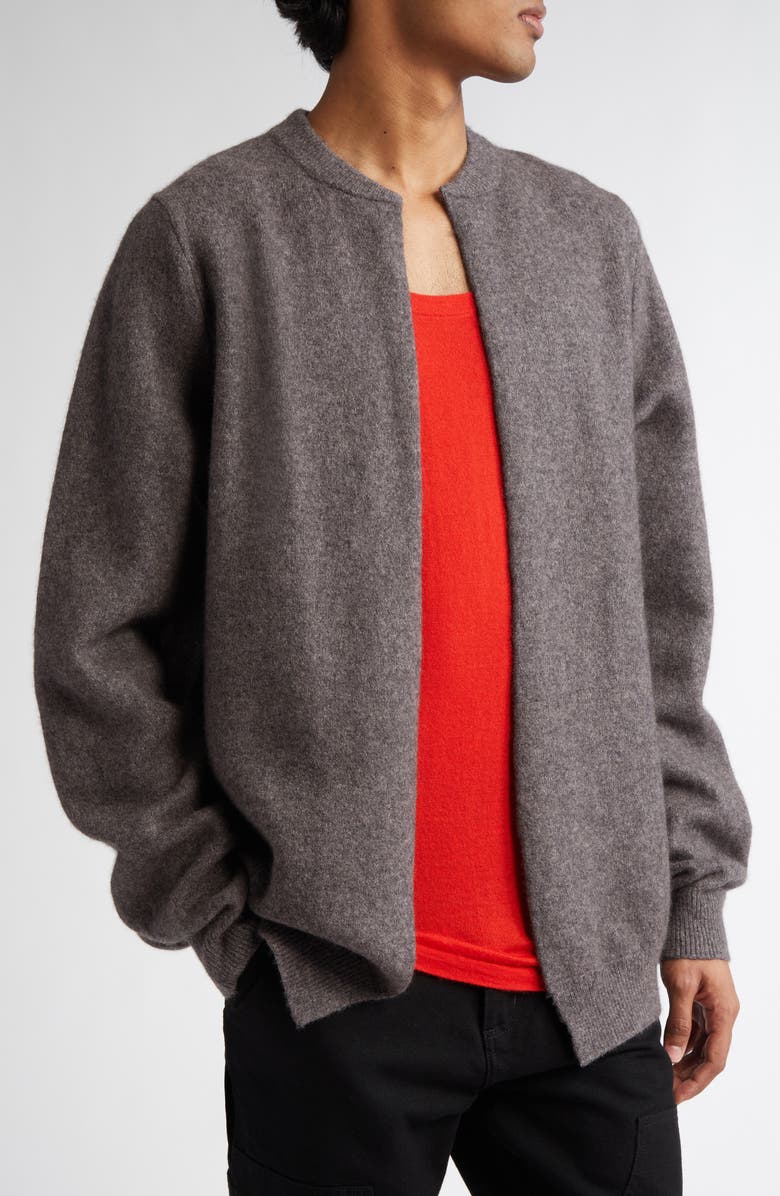 FRENCKENBERGER Felted Wool & Cashmere Bomber Cardigan, Main, color,