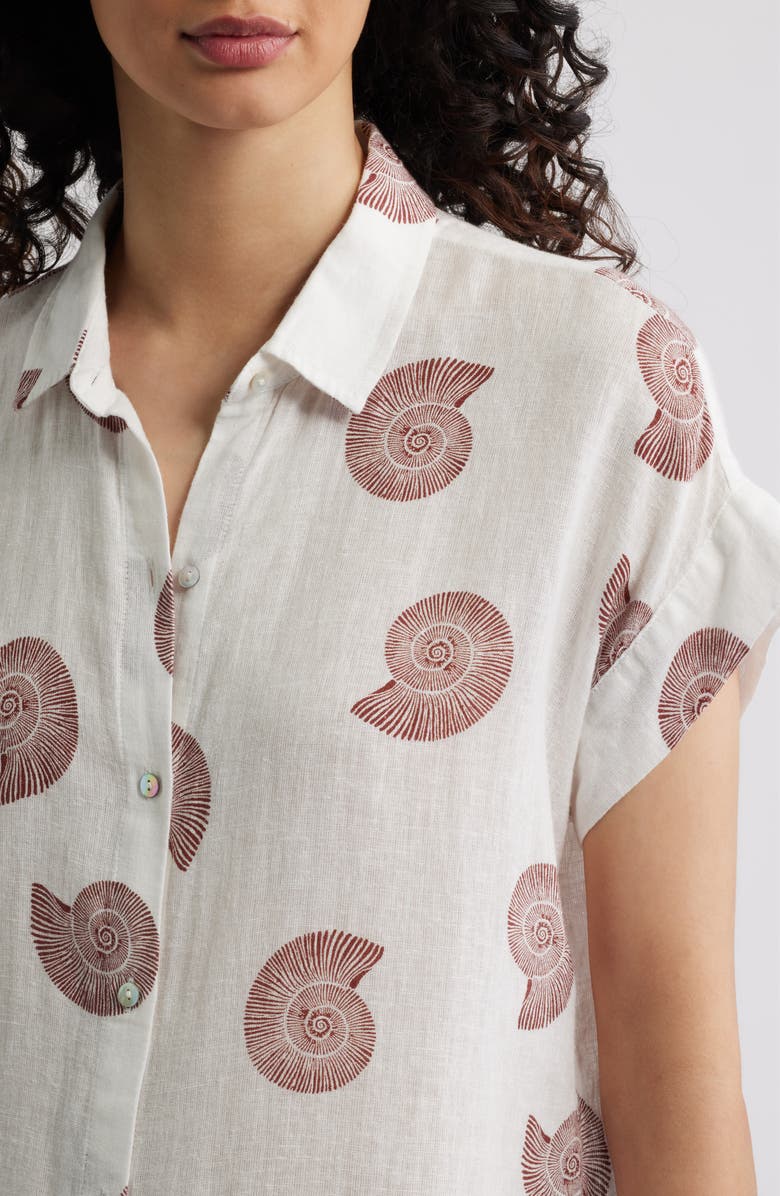 Rails Farrah Linen Blend Short Sleeve Button-Up Shirt, Alternate, color, Spiral Shells