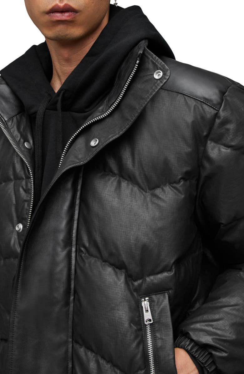 AllSaints Altair Waxed Puffer Jacket with Stowaway Hood, Alternate, color, 