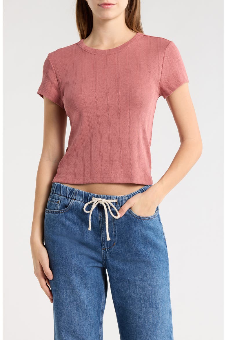 Lexi Pointelle Crewneck T-Shirt, Main, color, WITHERED ROSE