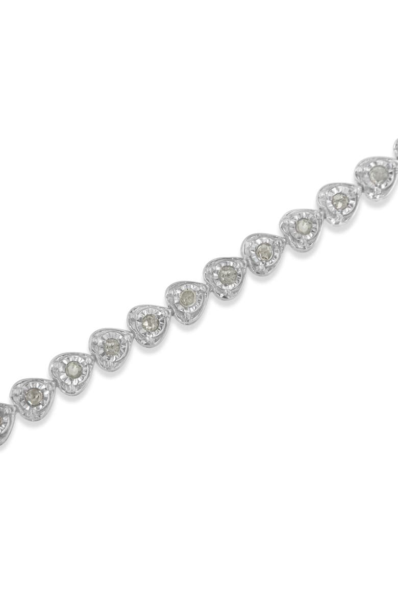 Silver 1.0 Cttw Miracle Set Diamond Heart-Link Tennis Bracelet, Alternate, color, Silver