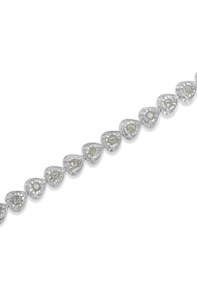 Haus of Brilliance Silver 1.0 Cttw Miracle Set Diamond Heart-Link Tennis Bracelet, Alternate, color, Silver
