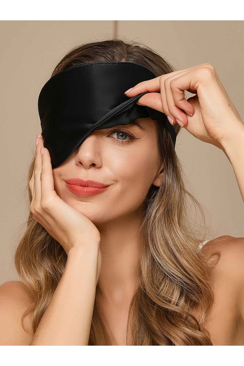 2 Pcs Silk Elastic Band Sleep Eye Mask Set, Alternate, color, Black/Red