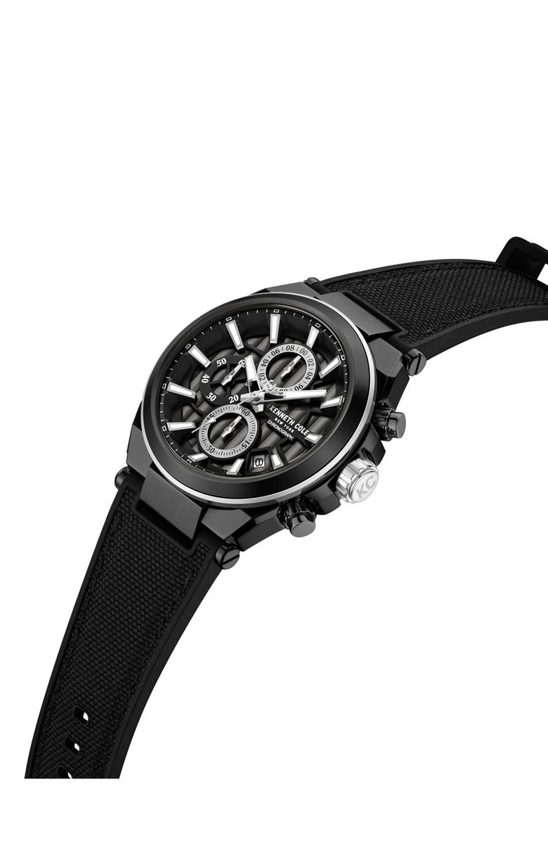 Kenneth Cole New York Dress Sport Chronograph Silicone Strap Watch, 42mm, Alternate, color, 