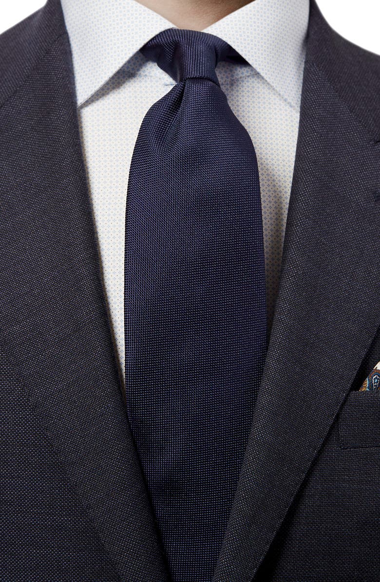 Eton Solid Silk Tie, Alternate, color, Navy
