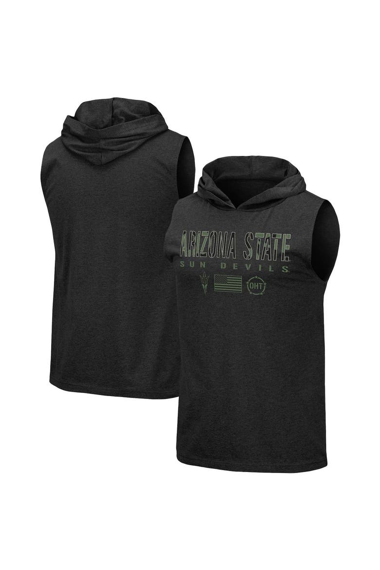 Men's Colosseum Black Arizona State Sun Devils OHT Military Appreciation Camo Logo Hoodie Sleeveless T-Shirt, Alternate, color, Black