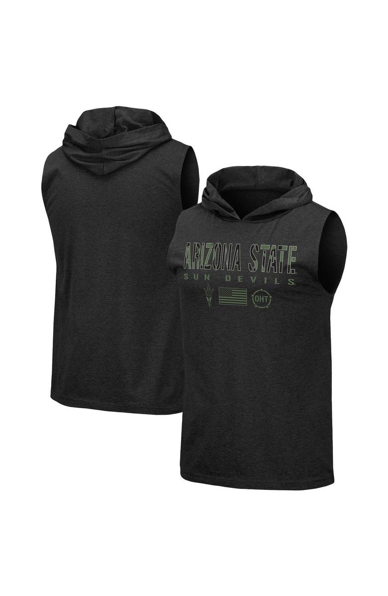 COLOSSEUM Men's Colosseum Black Arizona State Sun Devils OHT Military Appreciation Camo Logo Hoodie Sleeveless T-Shirt, Alternate, color, 