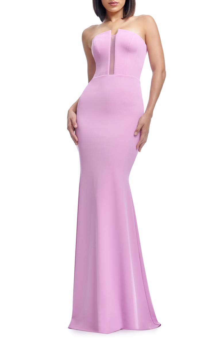 Dress the Population Izzy Strapless Mermaid Gown, Main, color, Lavender