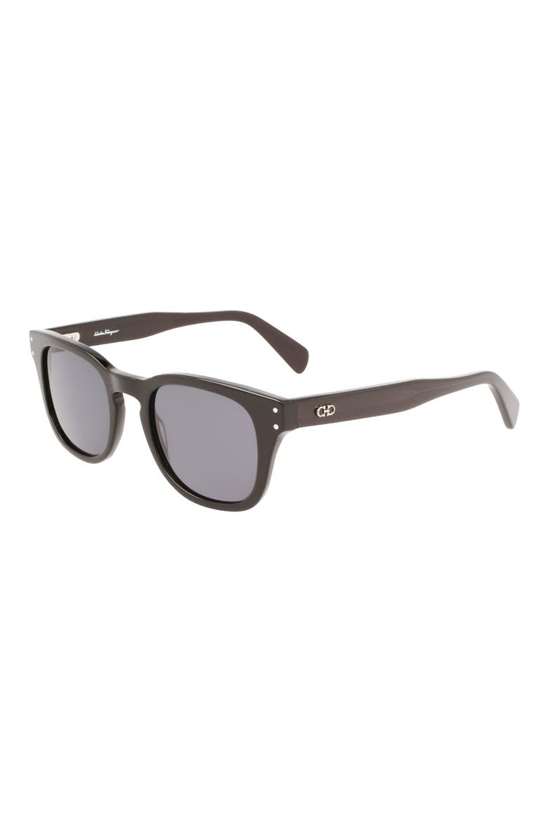 49mm Small Rectangular Sunglasses, Alternate, color, BLACK