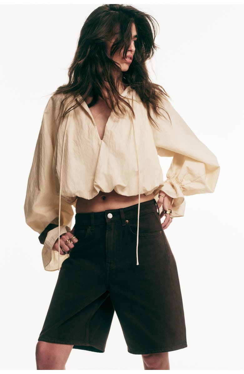 H&M Denim bermuda shorts, Alternate, color, Dark Brown