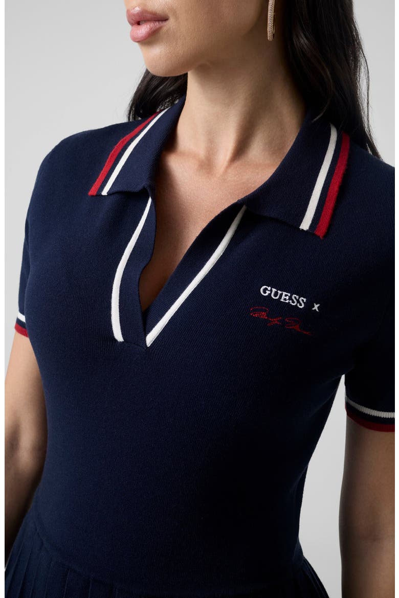 Marilyn Short Sleeve Polo Sweater Dress, Alternate, color, NAVY