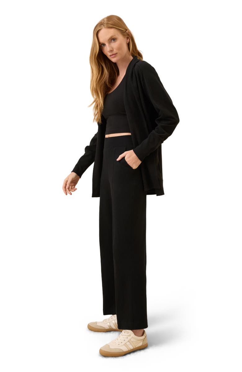 Pact Organic Cotton Airplane Pintuck Wide Leg Pant, Alternate, color, Black