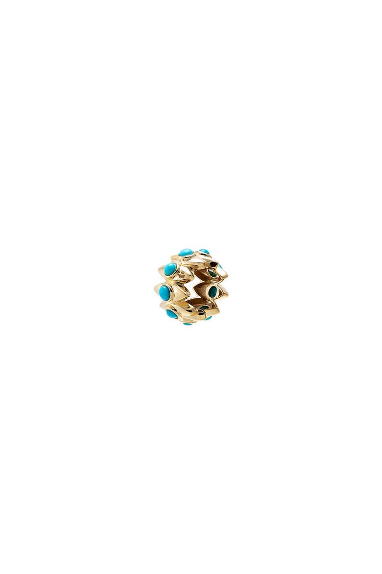 Turquoise Bezel Spiked Rondelle Charm 14K, Alternate, color, Turquoise