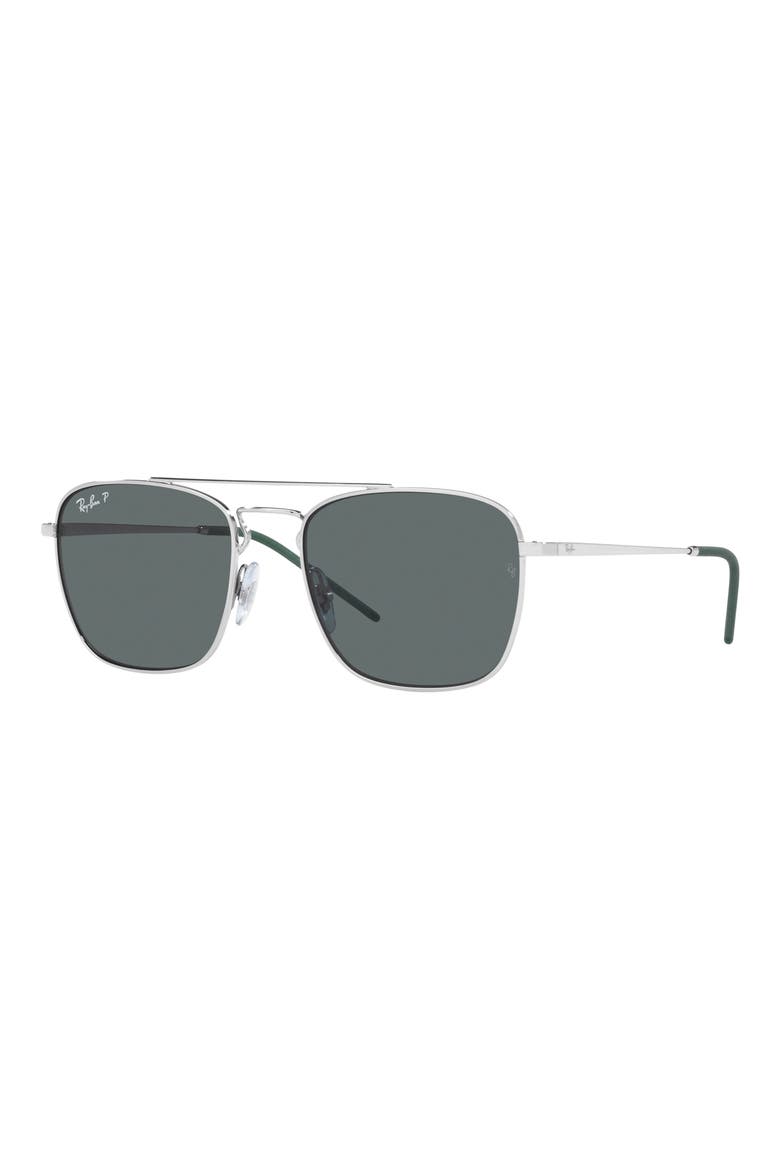 55mm Polarized Square Sunglasses, Alternate, color, SILVER