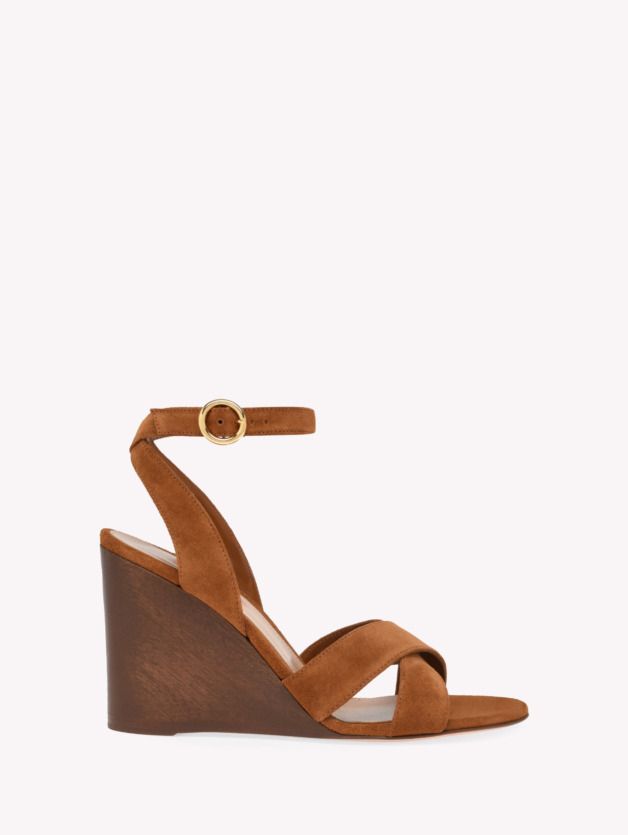 Gianvito Rossi Ines Wedge Sandal, Main, color, Brown Suede