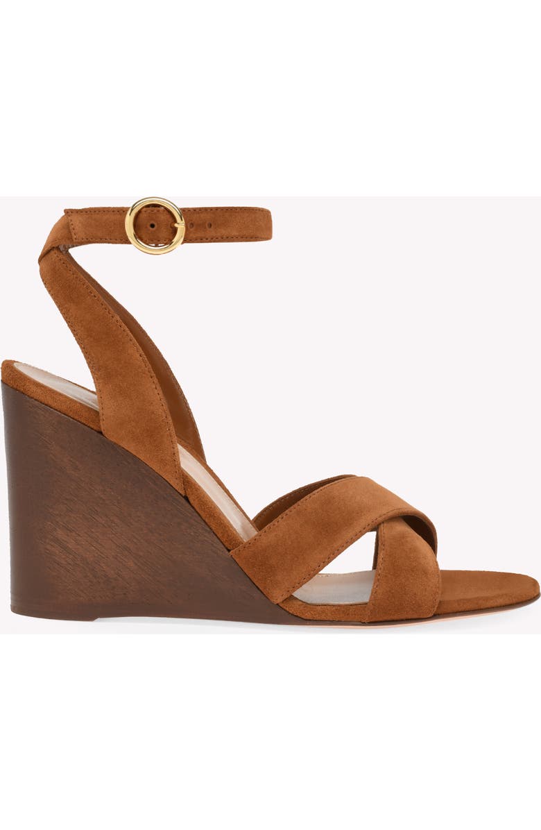 Gianvito Rossi Ines Wedge Sandal, Main, color, Brown Suede