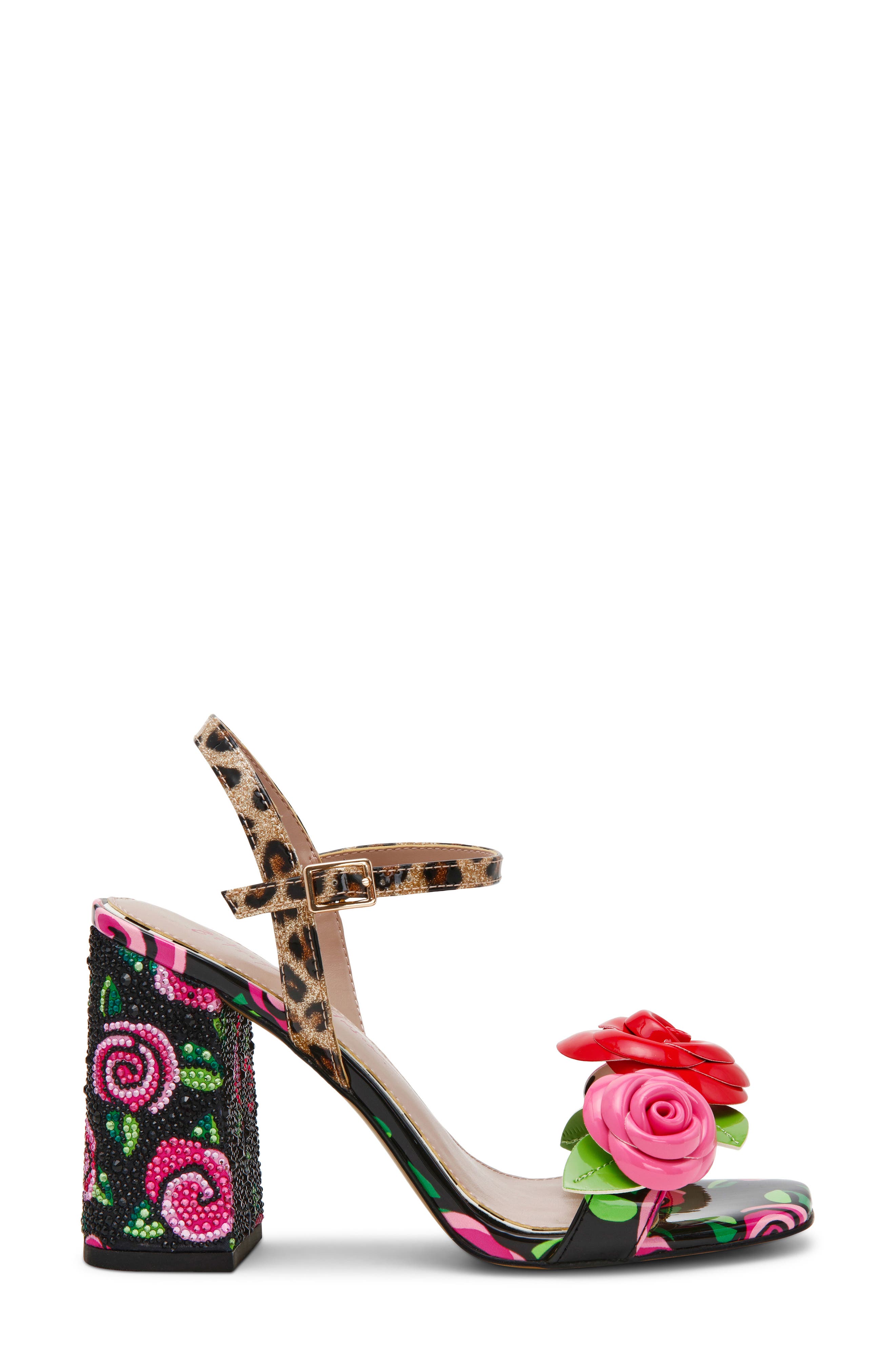 Betsey Johnson Krystle Ankle Strap Sandal, Alternate, color, Black/ Rose