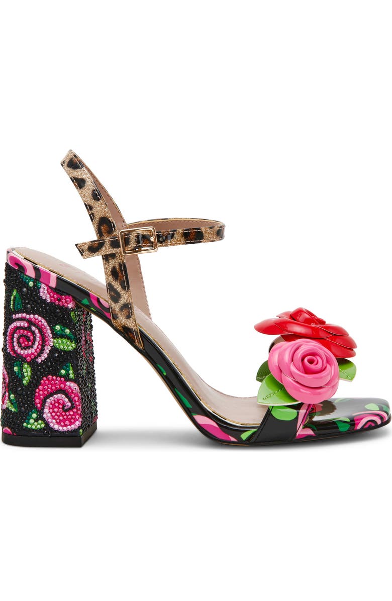 Betsey Johnson Krystle Ankle Strap Sandal, Alternate, color, Black/ Rose
