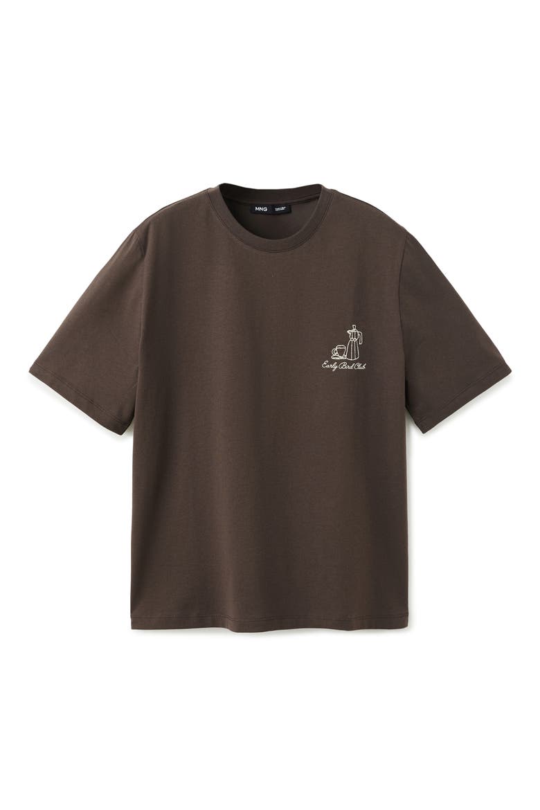 Embroidered Cotton T-Shirt, Alternate, color, BROWN