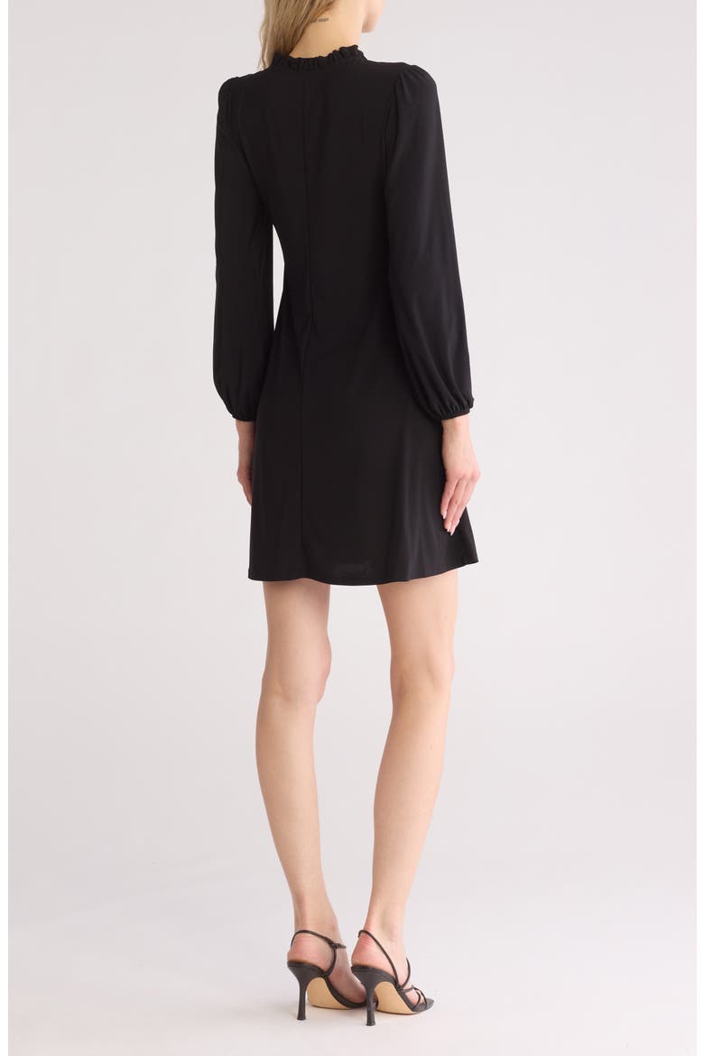 Balloon Sleeve Neck Tie Dress, Alternate, color, BLACK/ GOLD