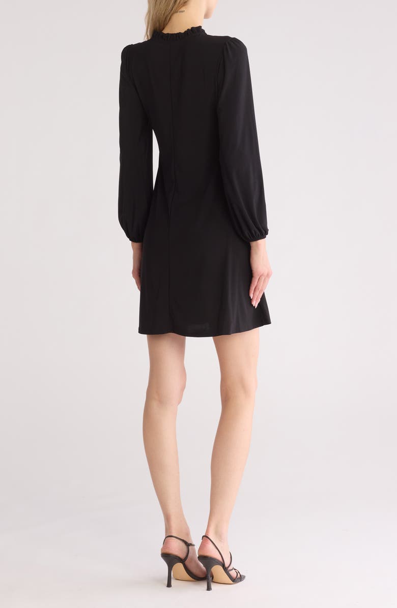 TASH AND SOPHIE Balloon Sleeve Neck Tie Dress, Alternate, color, Black/ Gold