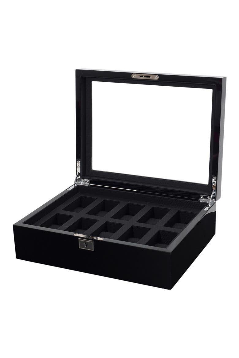 Savoy Ten-Piece Watch Box, Alternate, color, BLACK