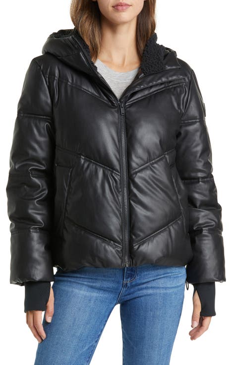 Ronney Faux Leather Puffer Coat