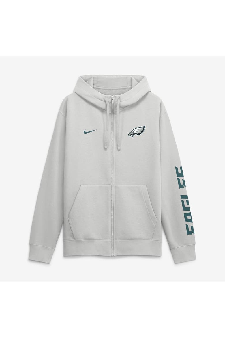 Men's Nike Gray Philadelphia Eagles Cool Down Club Full-Zip Hoodie, Main, color, Gray