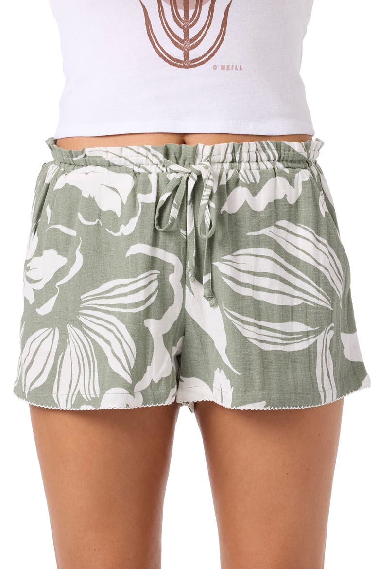 Layne Floral Drawstring Shorts, Alternate, color, SEA SPRAY