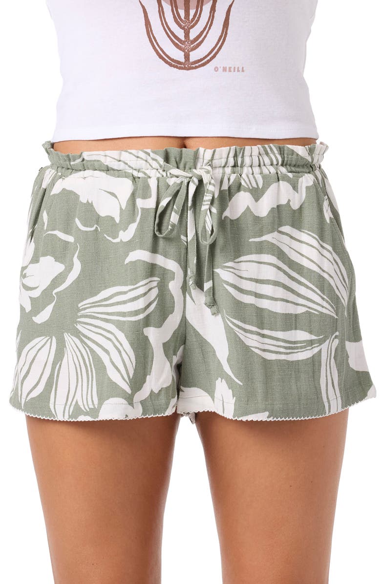 O'Neill Layne Floral Drawstring Shorts, Alternate, color, Sea Spray