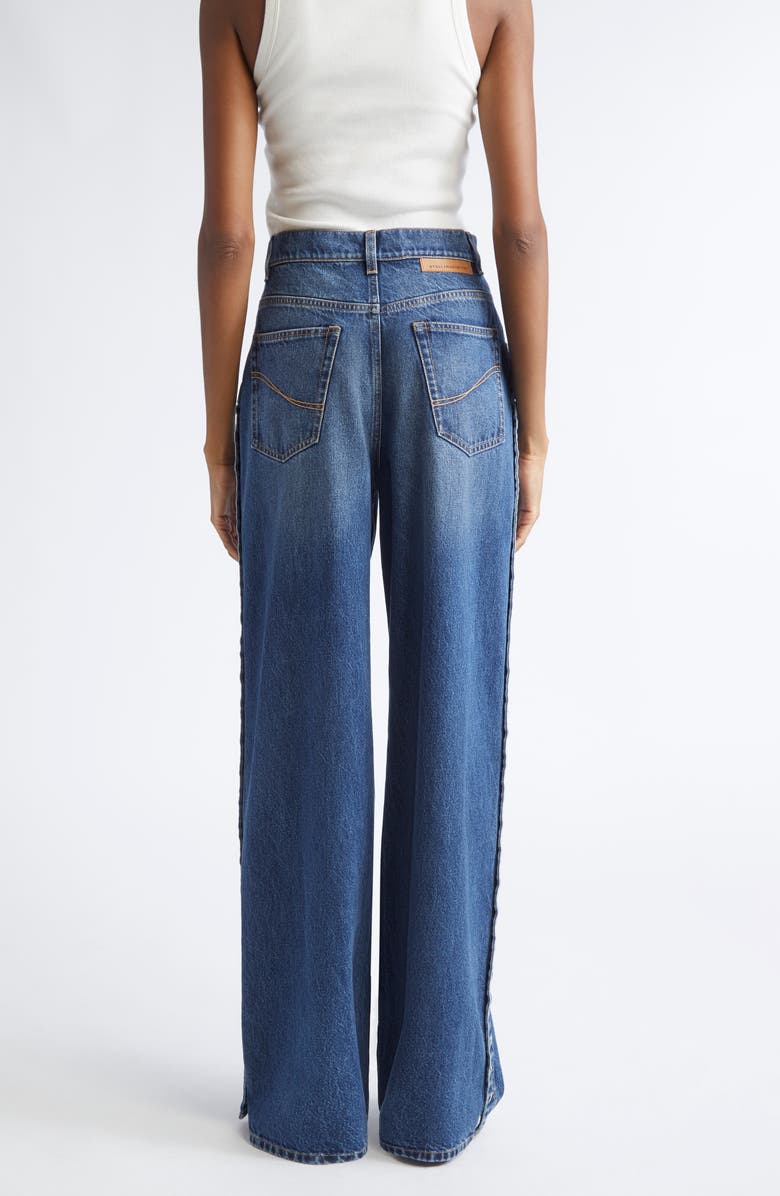 Stella McCartney Side Button Wide Leg Jeans, Alternate, color, Dark Blue