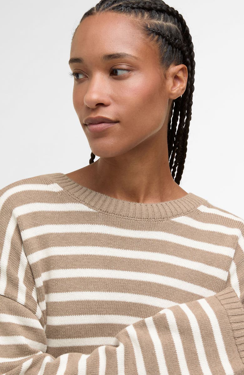 Barbour Rosie Stripe Cotton & Cashmere Sweater, Alternate, color, Fawn/ Ecru Stripe