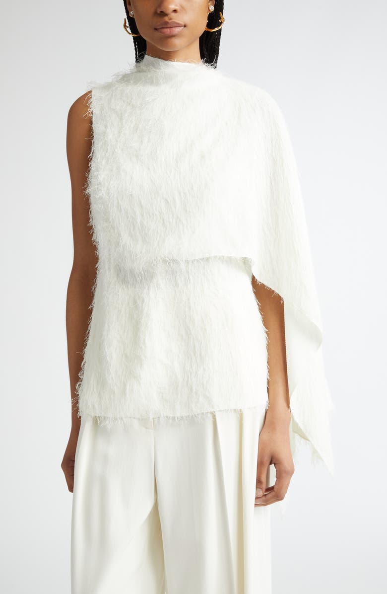 Oscar de la Renta Draped One Shoulder Fil Coupé Top, Main, color, 