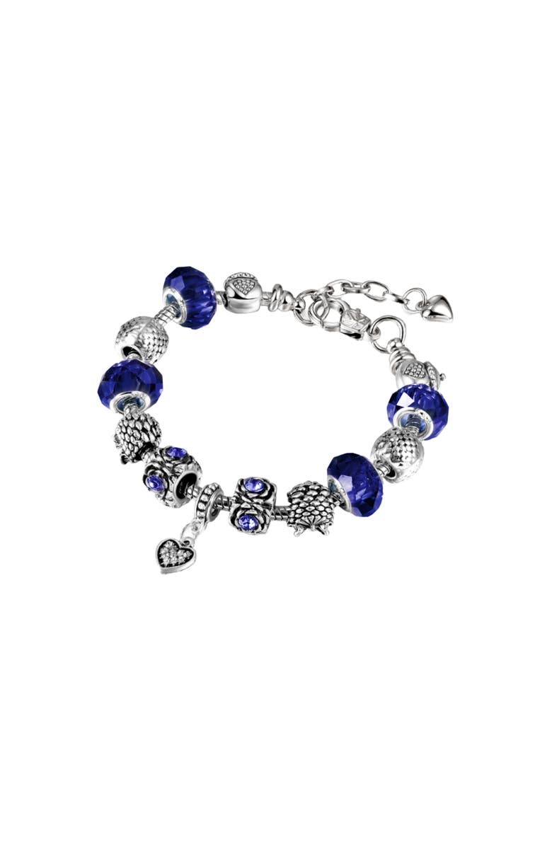 Donatello Gian Heart Charm Bracelet, Main, color, Blue