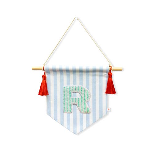 Ramus & Co A B C' Blue Striped Create-Your-Own Banner with Red Tassels and Chenille Letter Patch  product