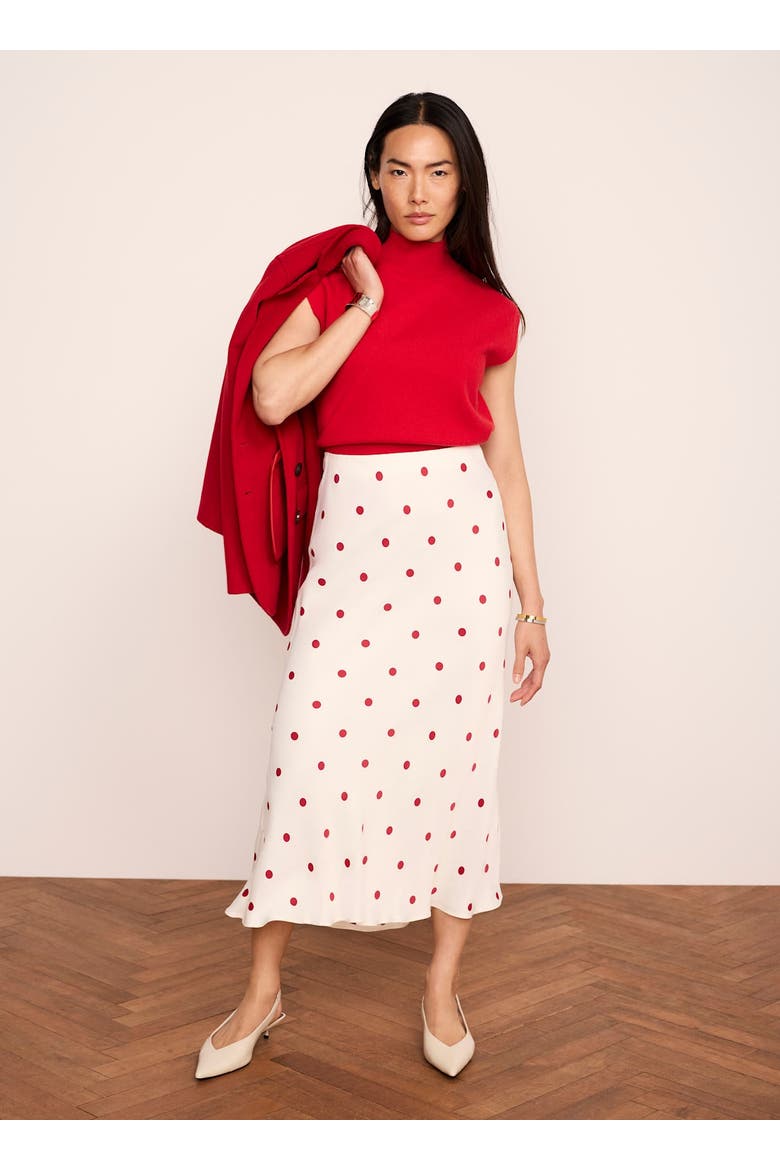 Polka Dot Slip Skirt, Alternate, color, Red