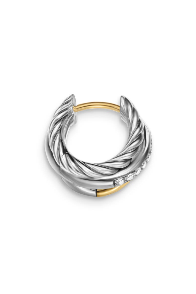 Crossover Three-Row Huggie Hoop Earrings in Sterling Silver with 18K Yellow Gold, 13mm, Alternate, color, STERLING SILVER AND 18K GOLD