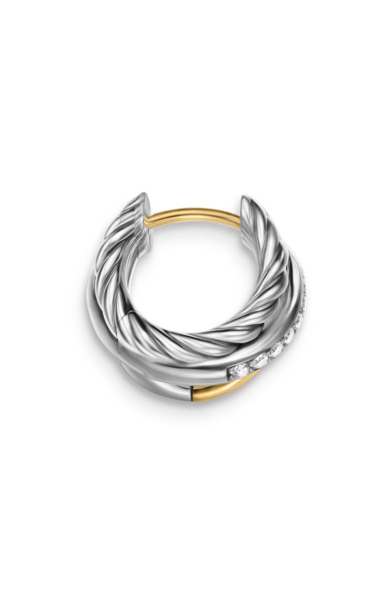 David Yurman Crossover Three-Row Huggie Hoop Earrings in Sterling Silver with 18K Yellow Gold, 13mm, Alternate, color, Sterling Silver And 18K Gold