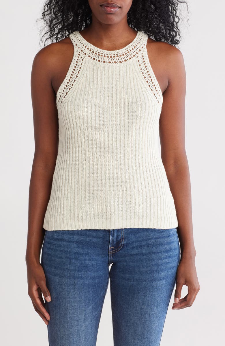 Lucky Brand Rib Linen & Cotton Sweater Tank, Main, color, 