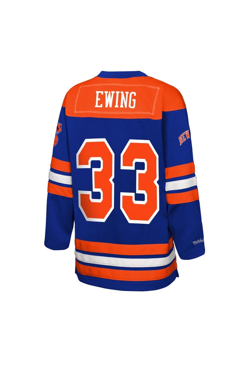 Youth Mitchell & Ness Patrick Ewing Blue New York Knicks Maxxed Out 2.0 Fashion Hockey Jersey, Alternate, color, Blue
