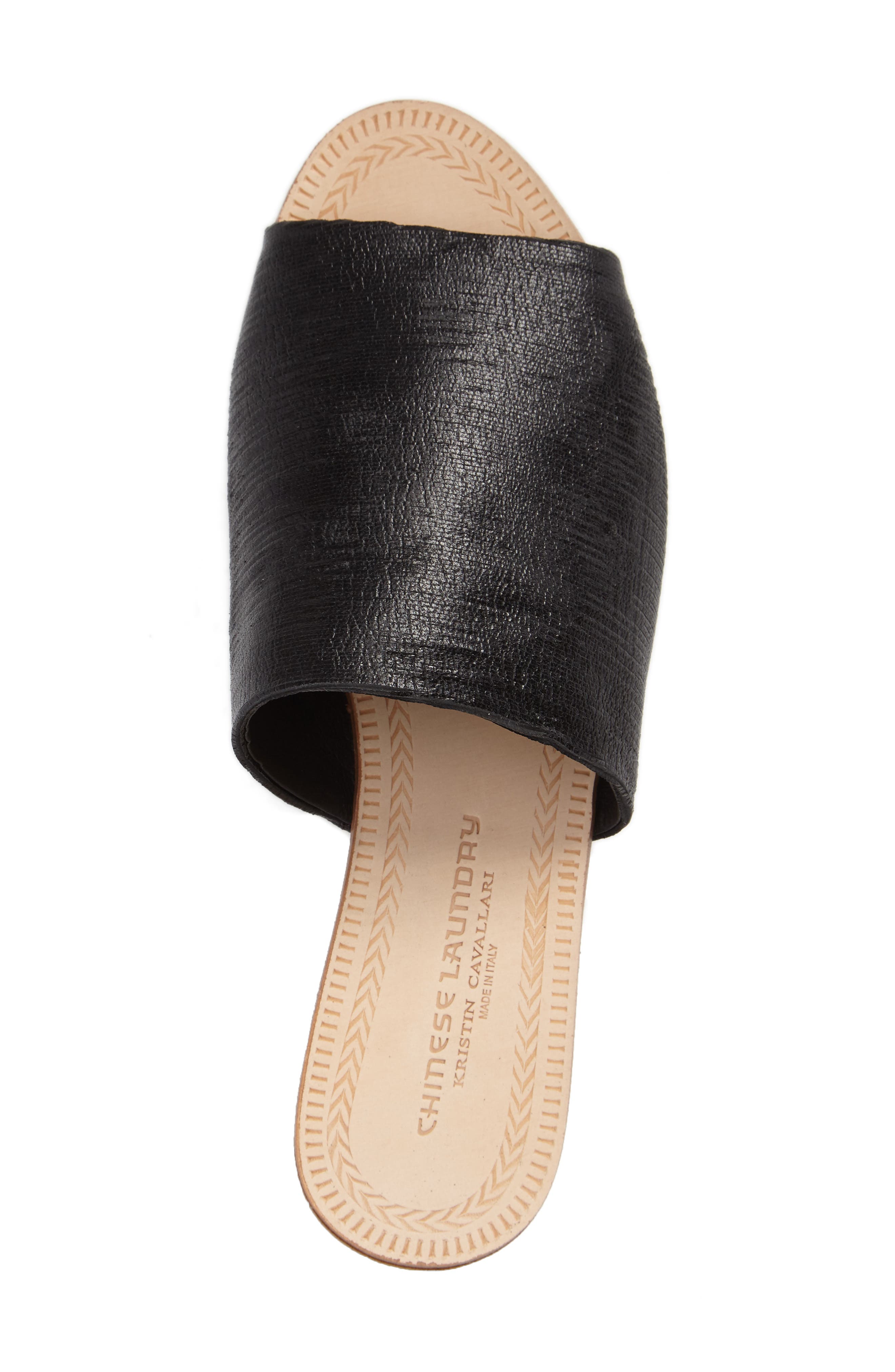 Bahiti Open Toe Slide, Alternate, color, BLACK LEATHER