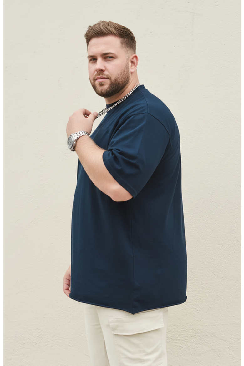 Men’s Big and Tall T-Shirt with Premium Organic Cotton T-Shirt Classic Crew Neck Short Sleeve Tee, Alternate, color, Navy