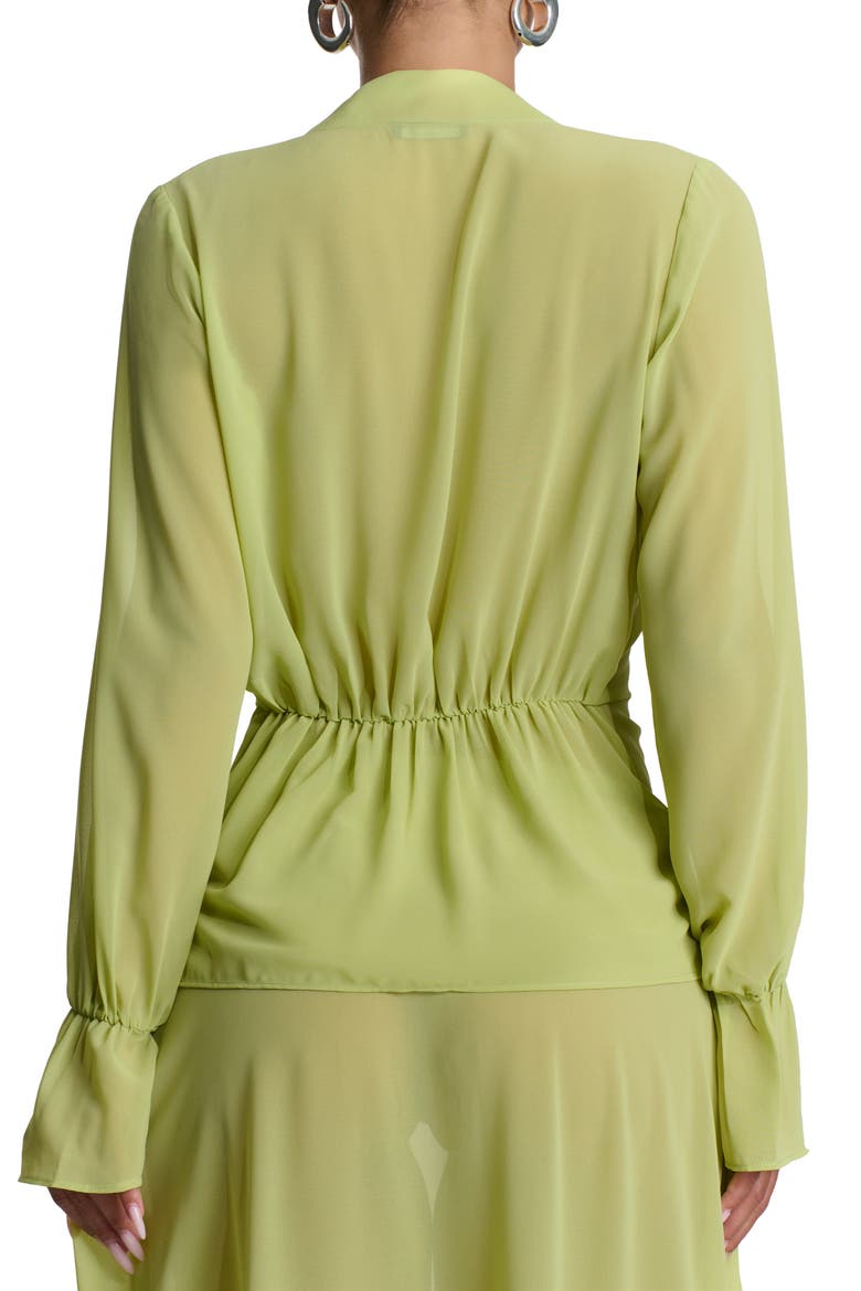 Plunge Tie Front Chiffon Top, Alternate, color, CHARTREUSE