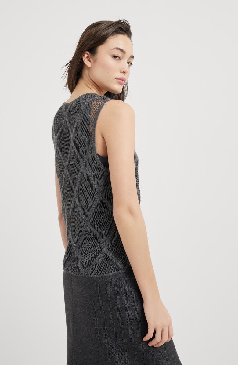 Brunello Cucinelli Precious Argyle Embroidery T-shirt, Alternate, color, 